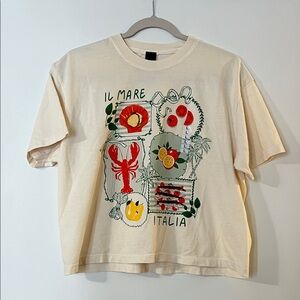 Sweet Claire Cream Graphic Crop Top